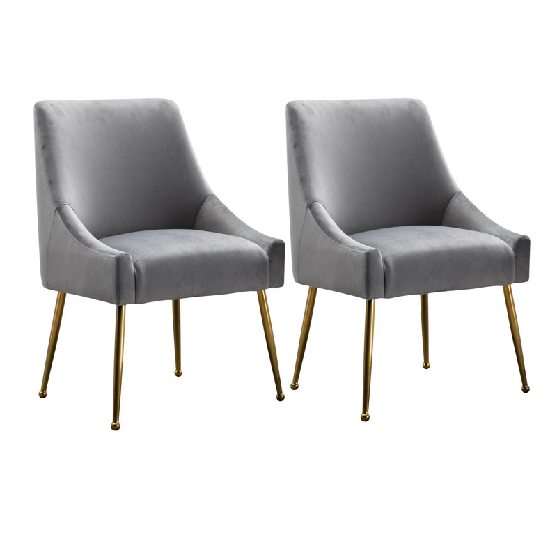 Chaise d'appoint en velours 21,25 po Khivi, Gris