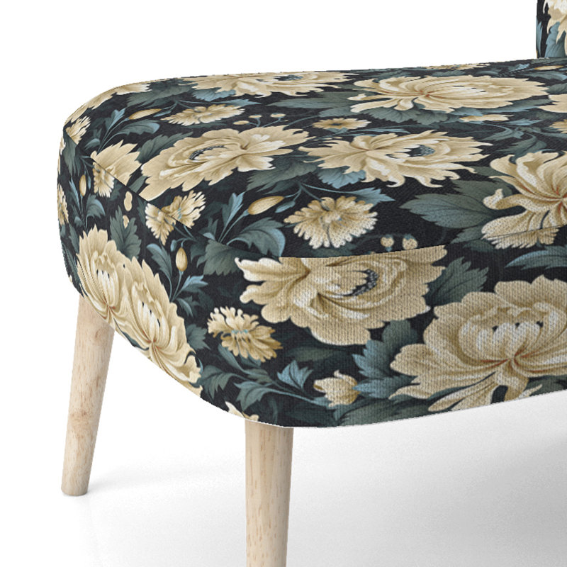 Chaise d'appoint rembourrée à motif damas foncé foncé et damas