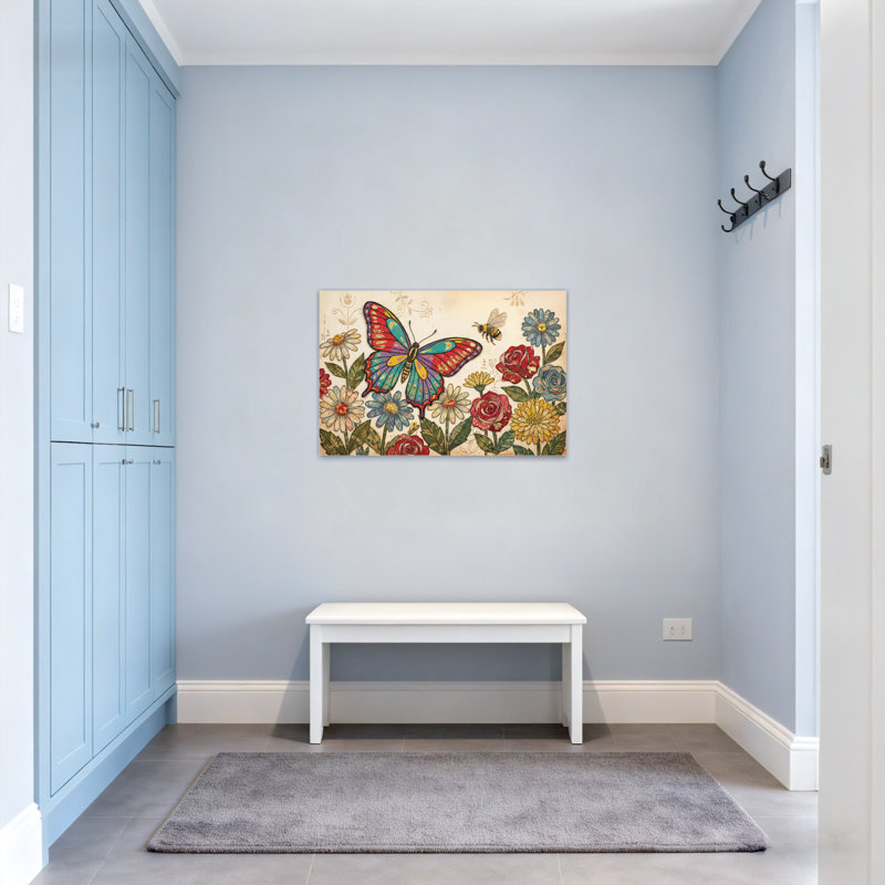 Animaux, animaux, abeilles, fleurs, jardin, reproduction d'art, H 28 po x l 40 po