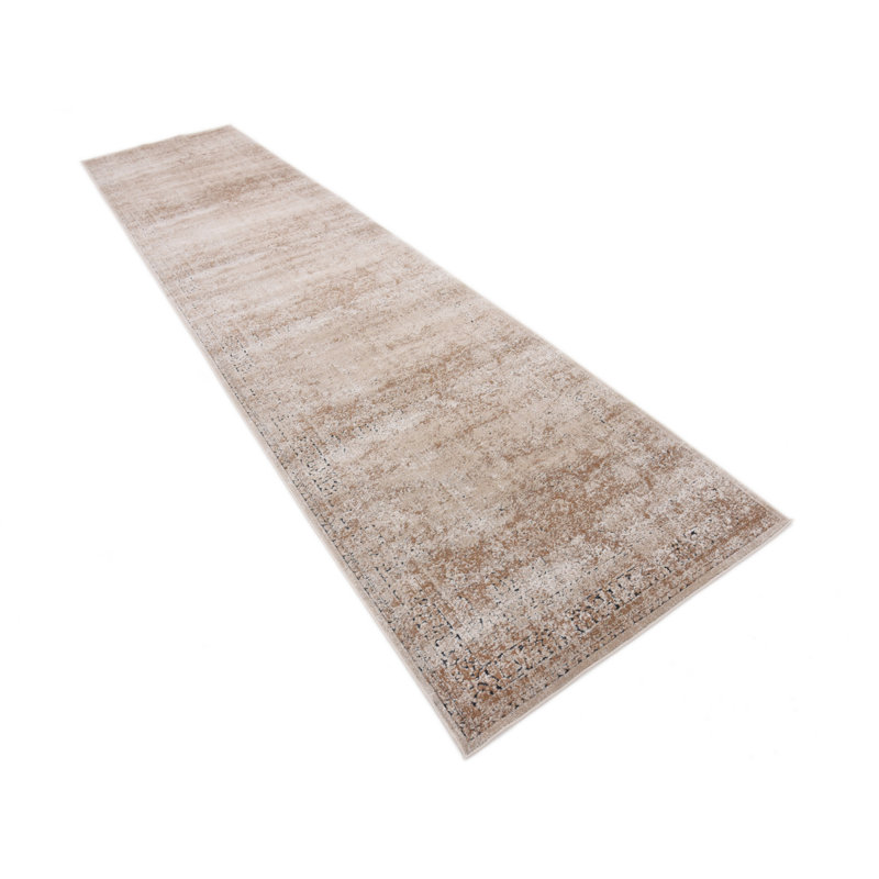 Tapis oriental beige Clessie, Tapis de couloir 3 pi 1 po x 13 pi 1 po