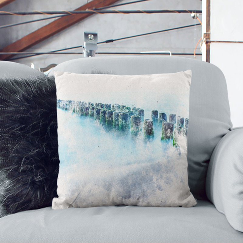 Breakwater Within an Endless Sea Cushion with Filling, 40cm H x 40cm W x 15cm D, Stone