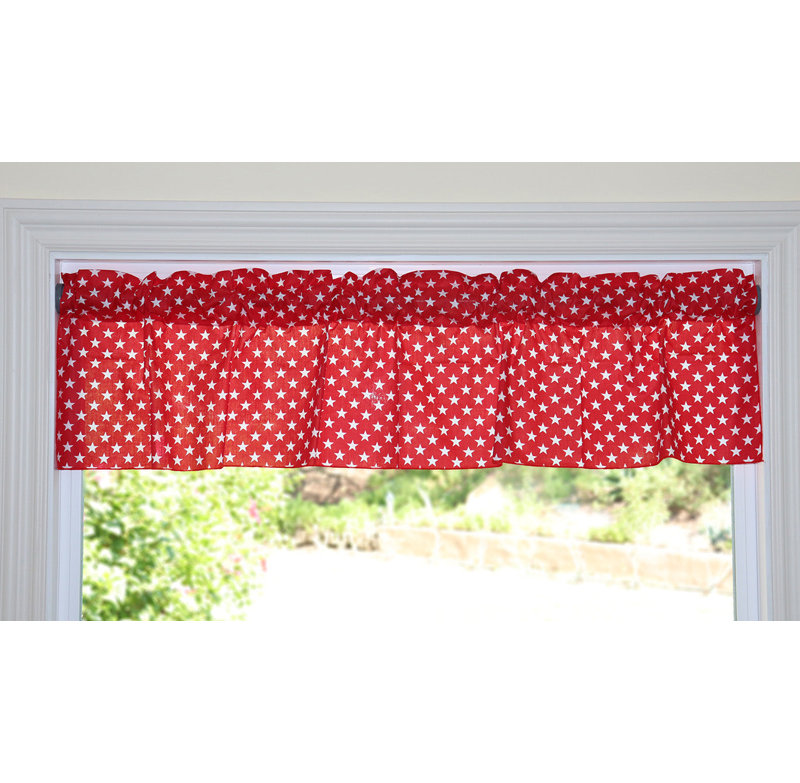 Cantonnière à motif d'étoiles, L 58 po x L 16 po, Rouge