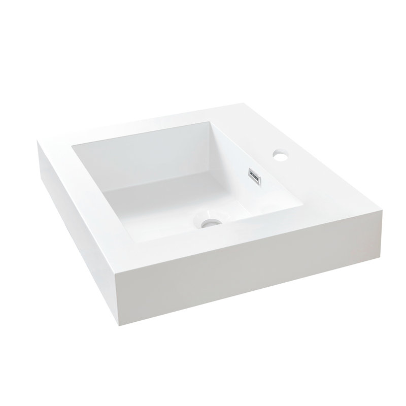Lavabo de salle de bain rectangulaire en granite Ablitas 24 po., Blanc