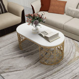 47.2 -inch Modern Oval Hollow Metal Stainless Steel Frame Coffee Table