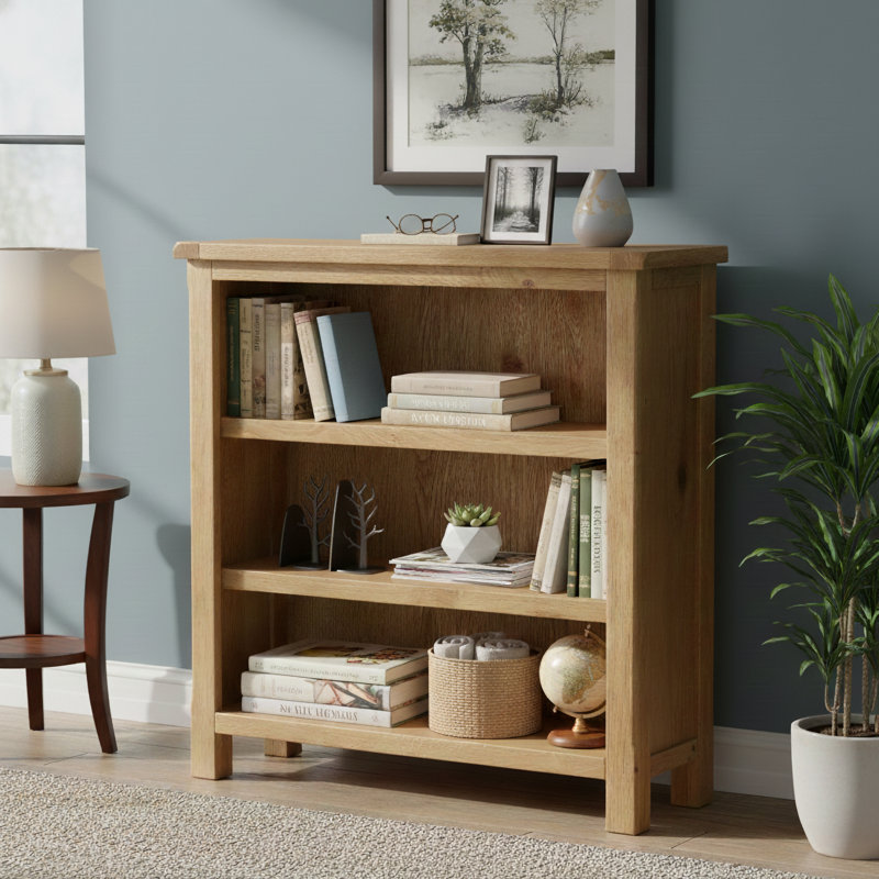 Racquel 80cm H x 75cm W Solid Wood Standard Bookcase, Oak