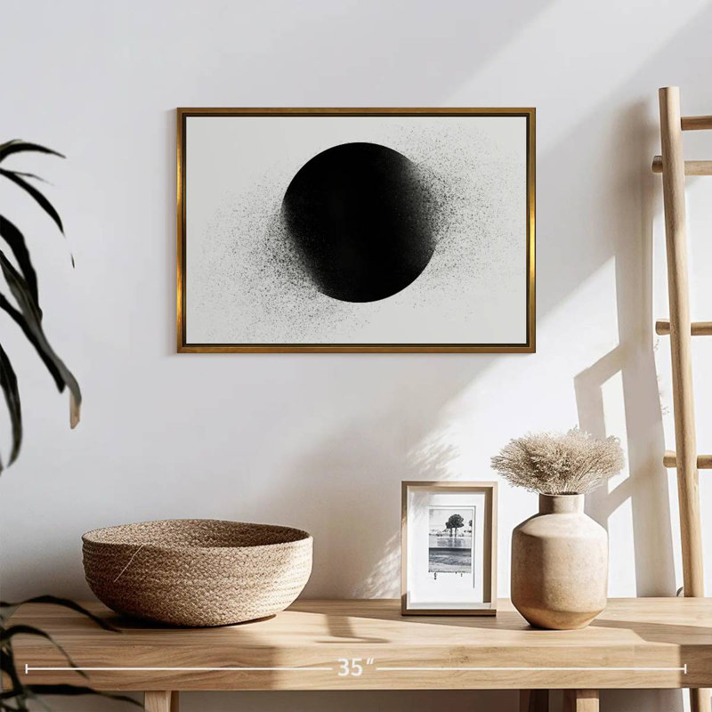 Cercle géométrique Prieto, Cadre flottant doré, 19 po x 13 po
