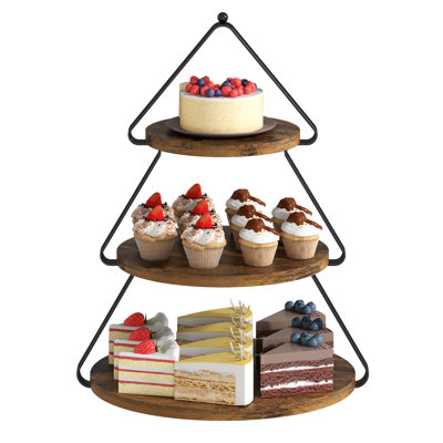 3 Tier Rustic Wooden Cupcake And Cake Stand