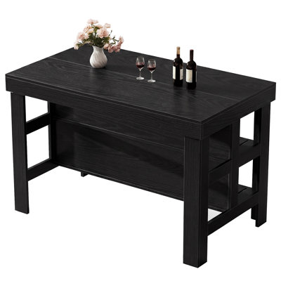 55.1" Kitchen Island Table With Storage And Seating For Kitchen Dining Room