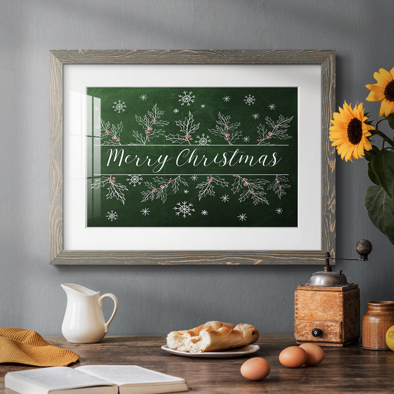 Merry Christmas Holly, reproduction d'art sur papier, Gris, H 14 po x l 20 po x P 1,5 po