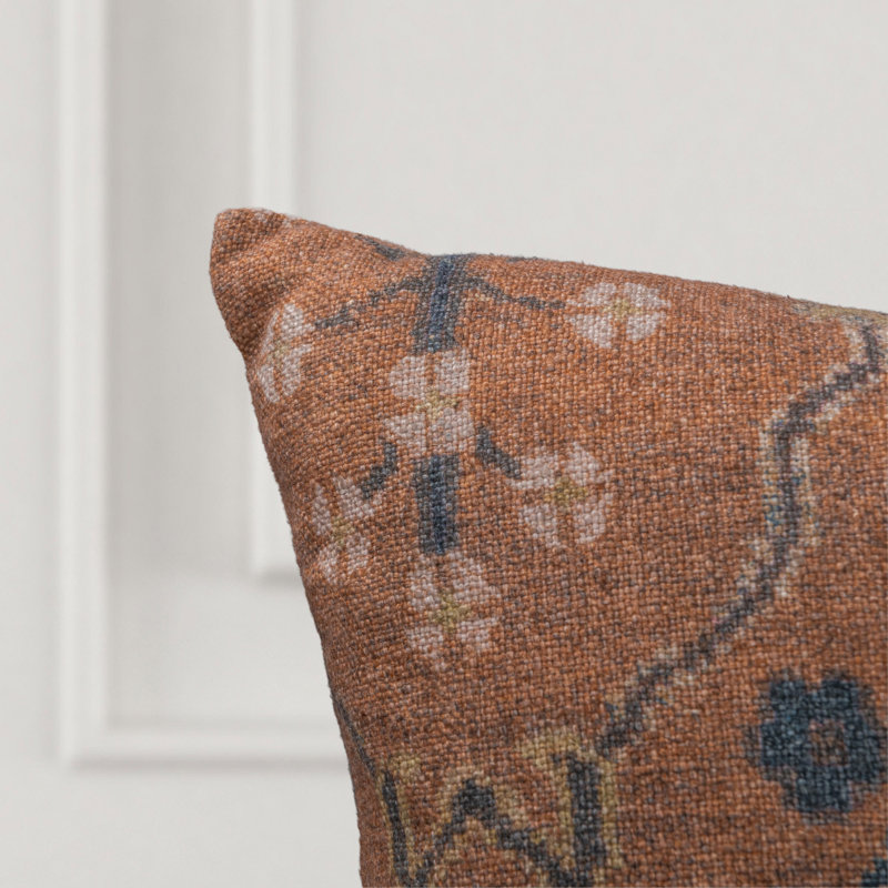 Bungalow Linen Floral Pillow Cover & Insert, Brown/Green Floral, Square 22"