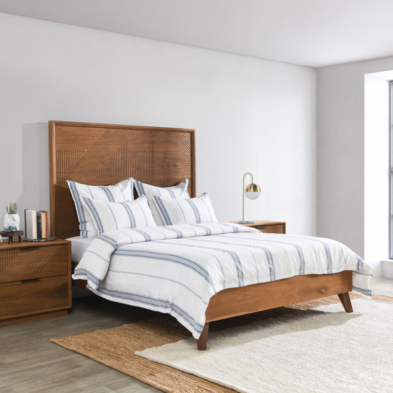 Jayson Linen Duvet Cover Set, Blue, King