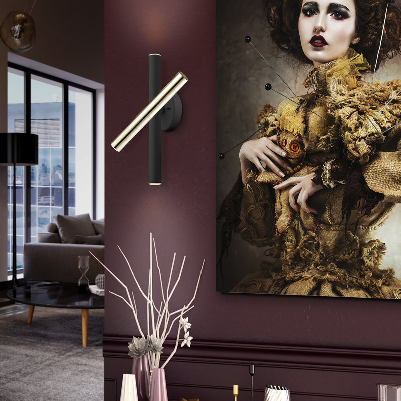 Kuhlmann LED Swing Arm Sconce, Gold/Black