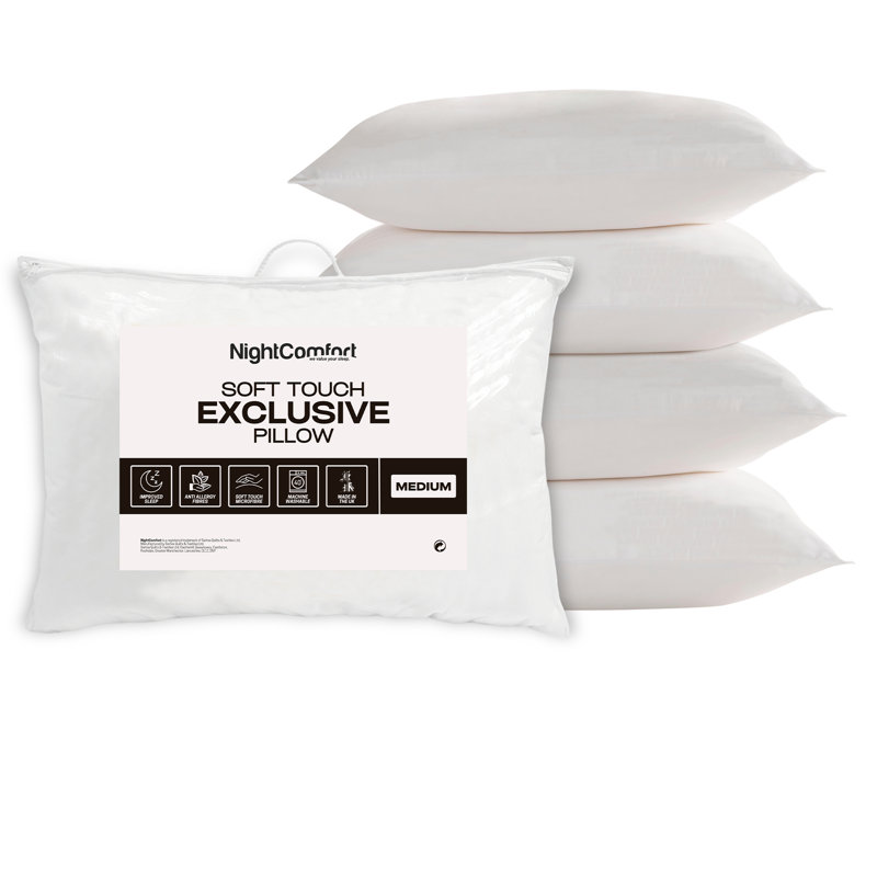 NightComfort Exclusive Collection Microfibre Pillows - Medium Support Pack of 4