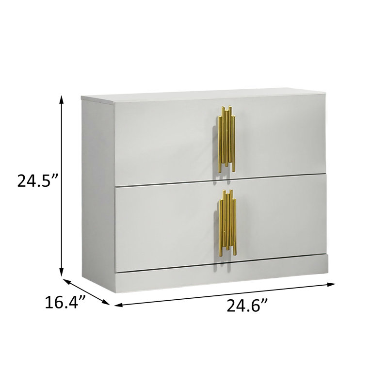 Table de chevet, blanc / or