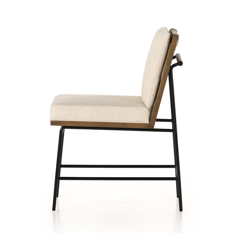 Crete Polyester Blend Upholstered Side Chair, Savile Flax/Amber Oak