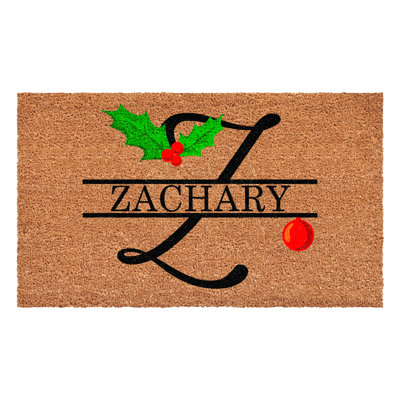 Paillasson Christmas Holly personnalisé, lettre Z
