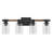 4-Light Bulbs Elegant Wood-Grain Style Bubble Glass Vanity Light