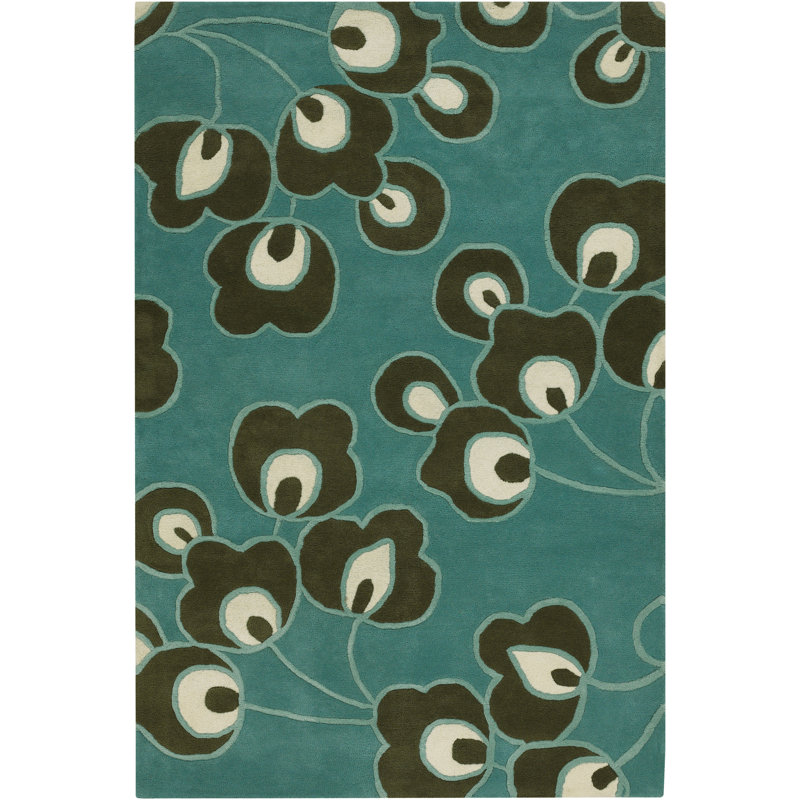 Tapis bleu/noir burchell brillante, Rectangle 5 pi x 7 pi 6 po