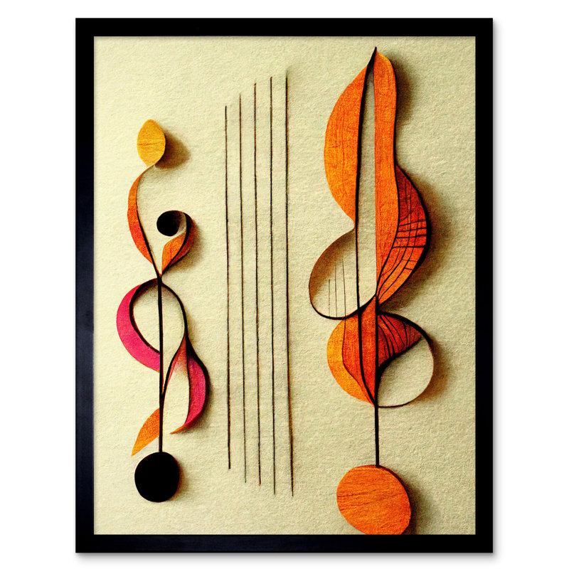 Autumnal Boho Music Clefs Staff Musical - Single Picture Frame Print