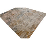 Beige Contemporary Wool Silk Blend Rug