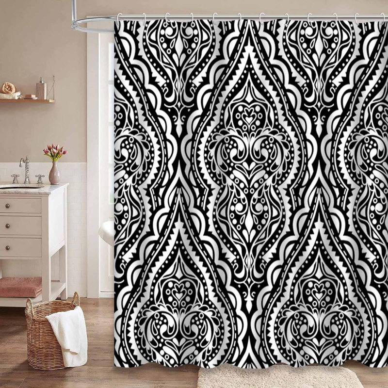 Rideau de douche blanc imperméable, rideaux de douche pour la salle de bain avec 12 crochets, 72" L x 84" W
