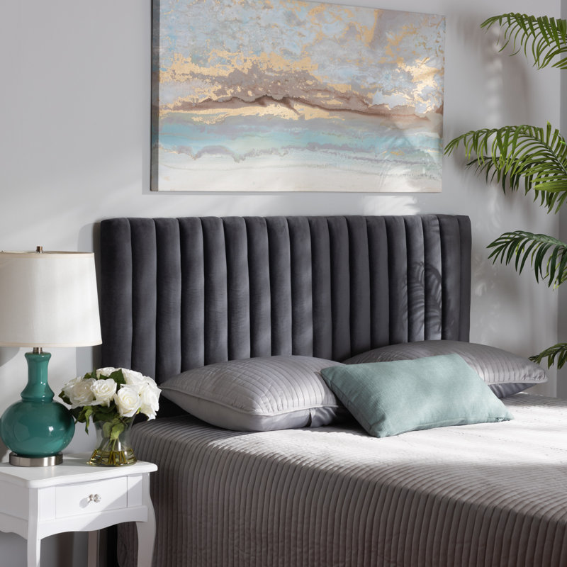 Coralee Upholstered Headboard, Grey, Queen