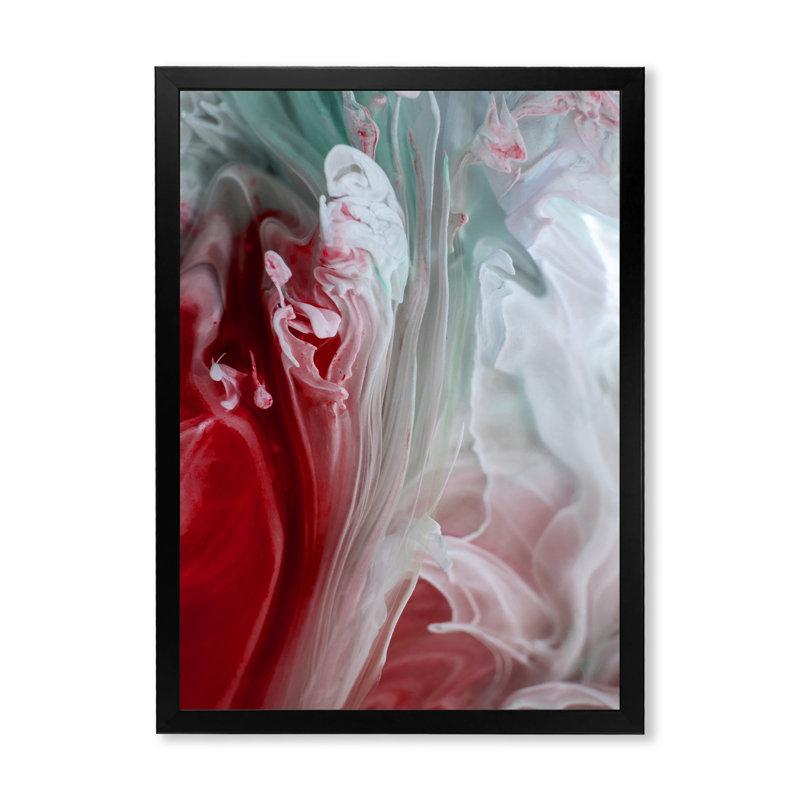 Art mural liquide en rouge et vert - décoration murale moderne en toile, Cadre noir, H 40 po x l 30 po x P 1,5 po