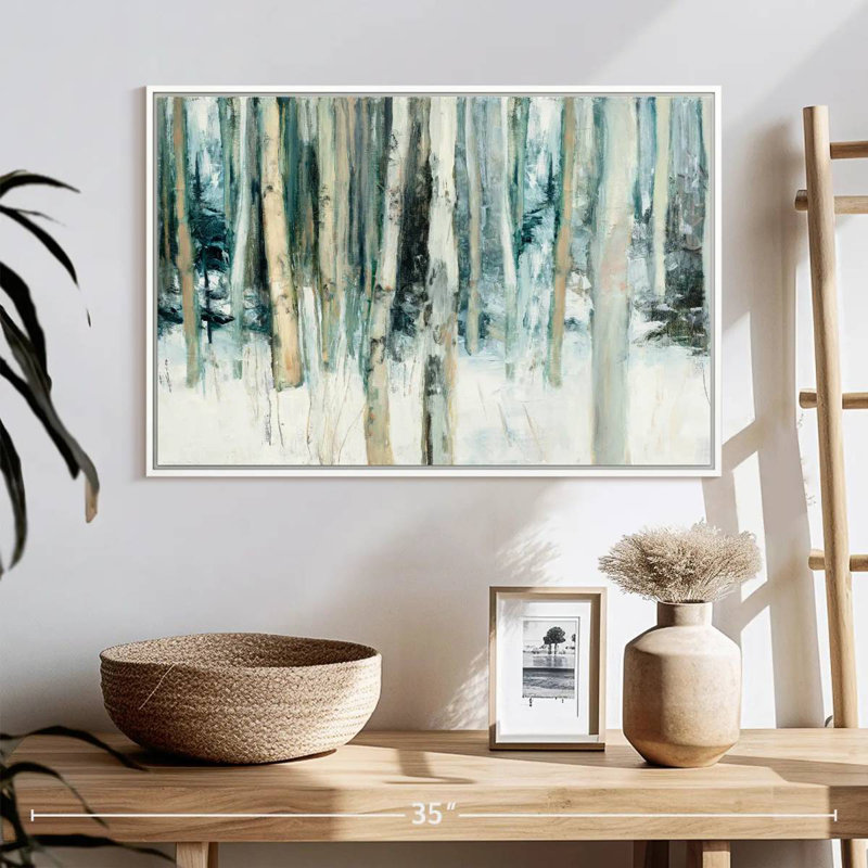 Winter Woods III, 25 po x 17 po, Cadre flottant blanc