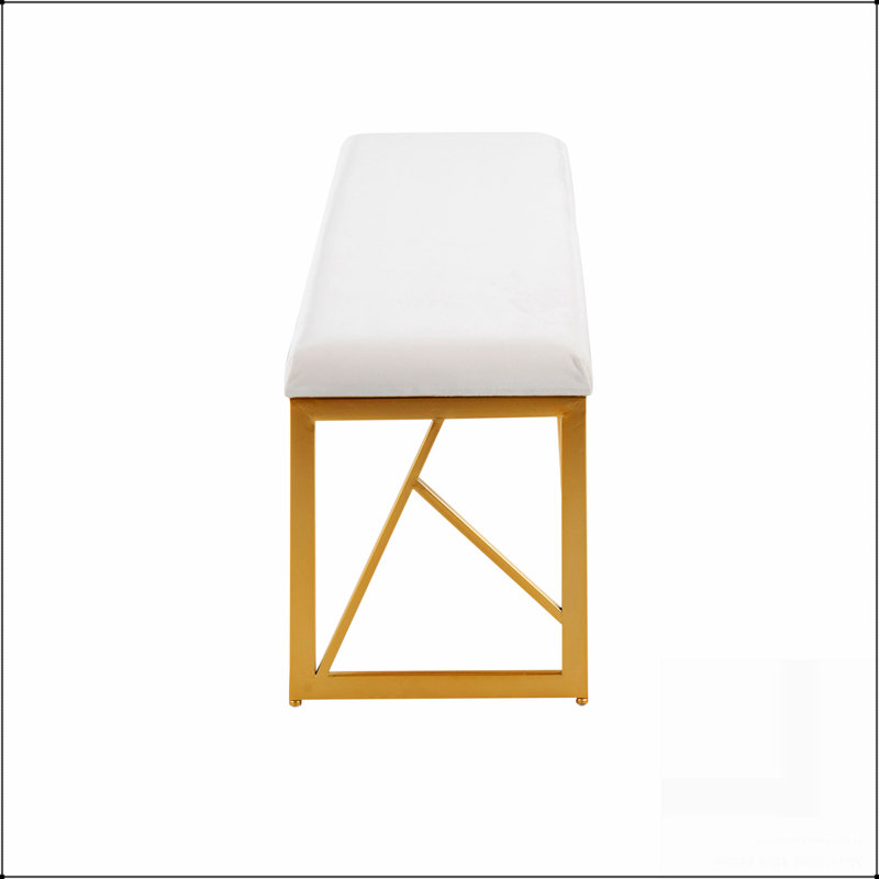 Folia Glam Metal Bench In Gold Steel, Blanc