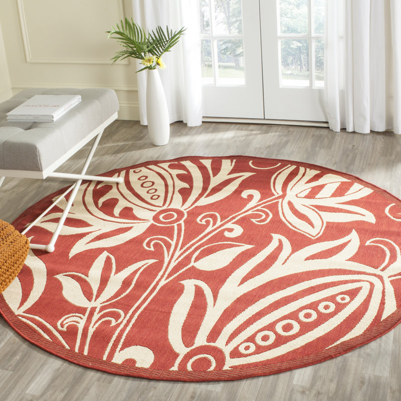 Courtyard Performance Floral Indoor/Outdoor Area Rug, Round 6'7"