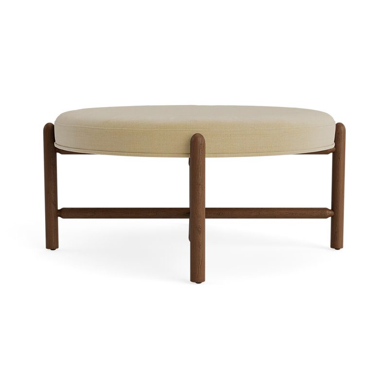 Vane 36" Round Ottoman, Walnut, Khaki