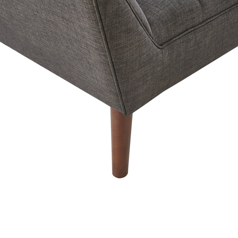 Méridienne avec accoudoirs de style moderne Mid-Century, boutons, pieds en bois de pacane massif, l 37 po x P 29,5 po, H 31,5 po, siège d'appoint, accoudoirs, confortable