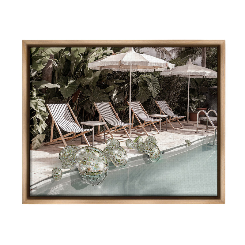«Disco Balls At Pool Floater Frame» par Ziwei Li sur, Cadre flottant orme Montalcino, H 17 po x l 21 po