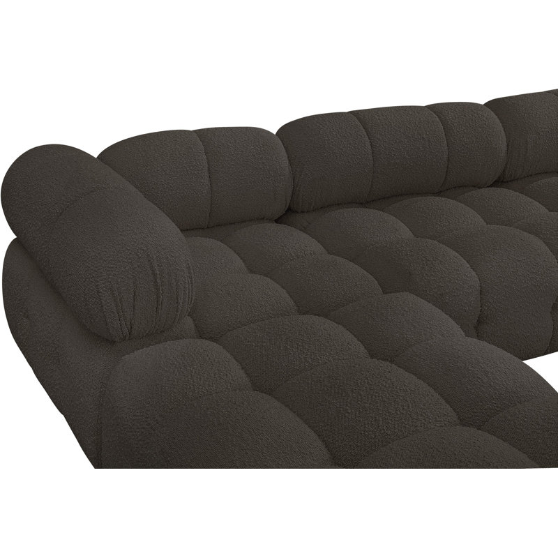 Canapé modulaire rembourré 204 po Ames, Tissu brun bouclé