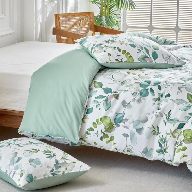 Microfiber Floral Duvet Cover with Pillowcases