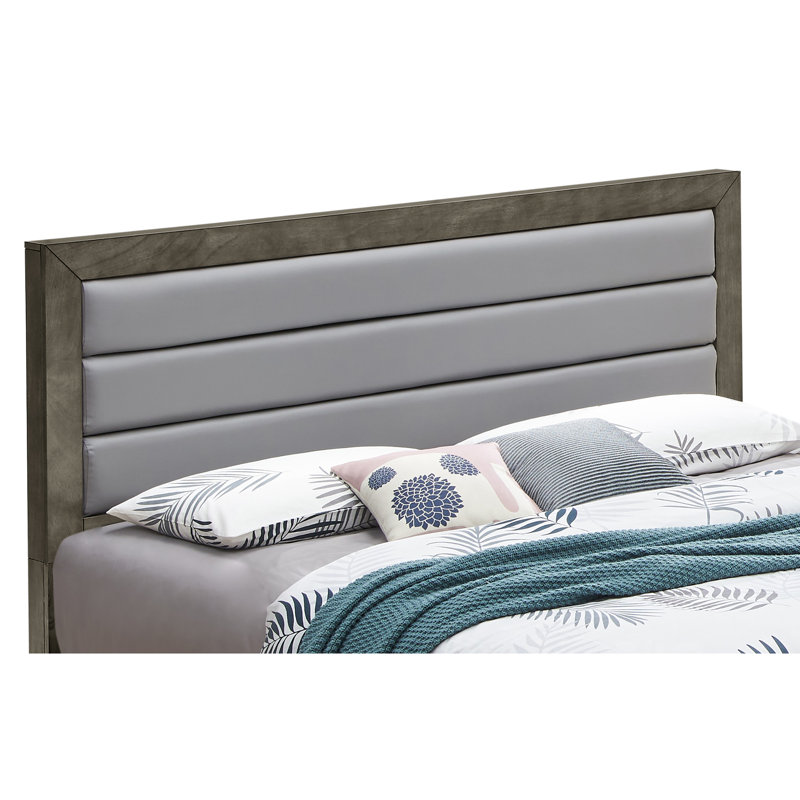 Robuste grand lit en gris, qui s'harmonise avec divers styles de lit gris moderne, axé sur la robustesse et le style