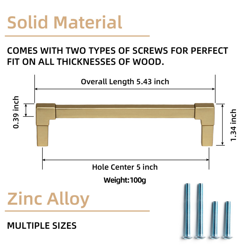 Solid Zinc Alloy Appliance Pull Multipack, 5, Champagne Bronze