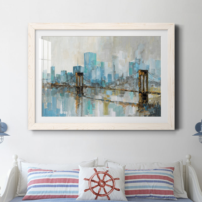 Teal City Shadows - Cadre photo, reproduction d'art sur papier, H 31,5 po x l 23,5 po x P 1,5 po, Papier encadré blanc