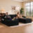 Boneless 96" Compression Cloud Modular Sectional Sofa & 1 Ottoman, Contemporary Plush Fabric Couch, Relaxing U-Shaped Seating for Living Room, Deep Seat Corner Sofa, No Assembly Required-461947126-461891165