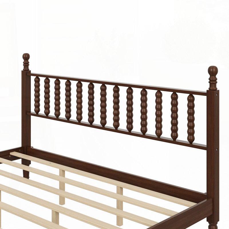 Retro Style Wood Platform Bed, King