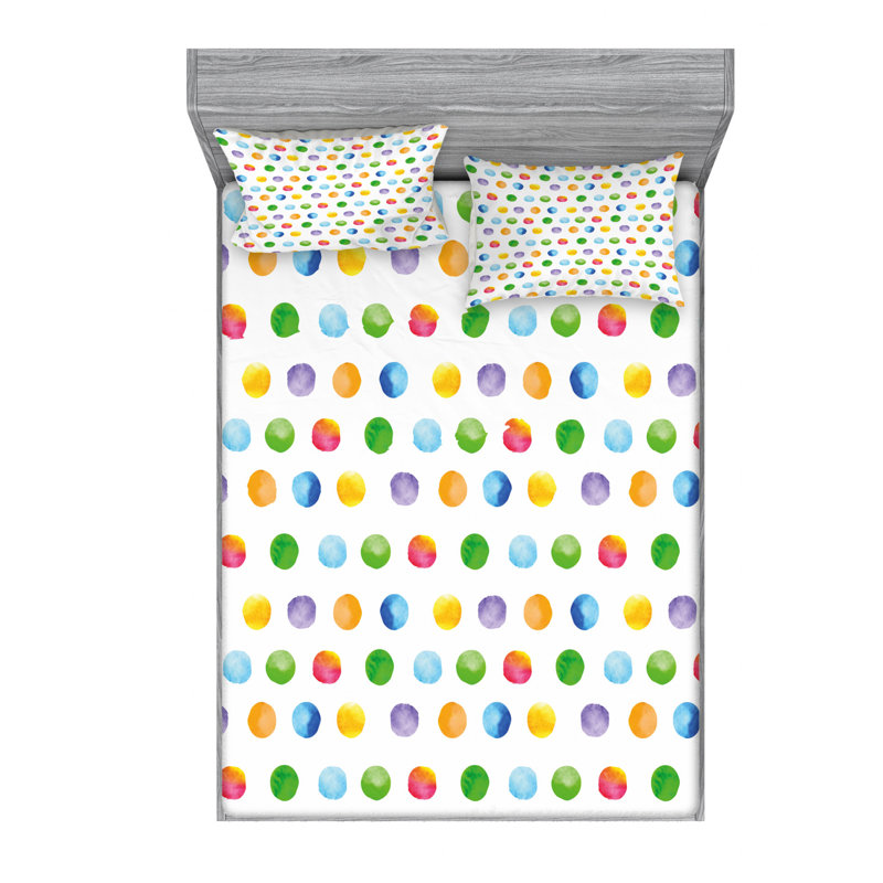 Microfiber Polka Dots Fitted Sheet, Queen Fitted Sheet