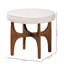 Repose-pieds Sky avec repose-pieds en tissu crème et finition noyer brun, H 17,99 po x l 19,15 po x P 19,15 po-1338906294