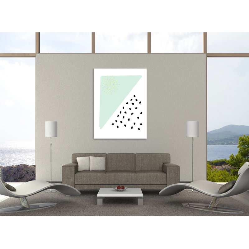 "Mint and Gold Abstract", toile tendue par Leah Straatsma, H 32 po x l 24 po x P 1,5 po