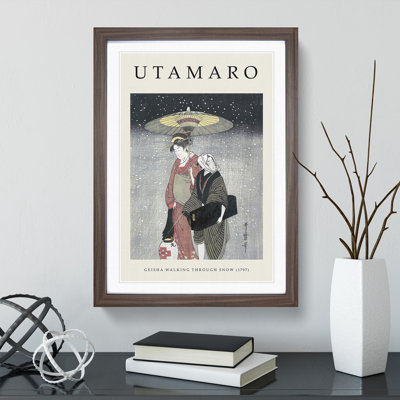 Geisha In The Snow by Kitagawa Utamaro - Single Picture Frame Print