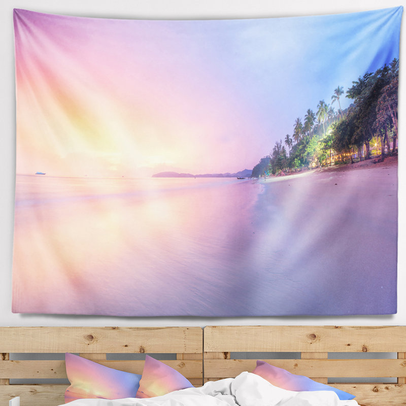 Plage de polyester avec tapisserie ciel coloré avec accessoires suspendus inclus, H 68 po x l 80 po