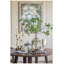 Vase en verre transparent 9,1 x 16,5 pouces avec col étroit et motif botanique vert et or