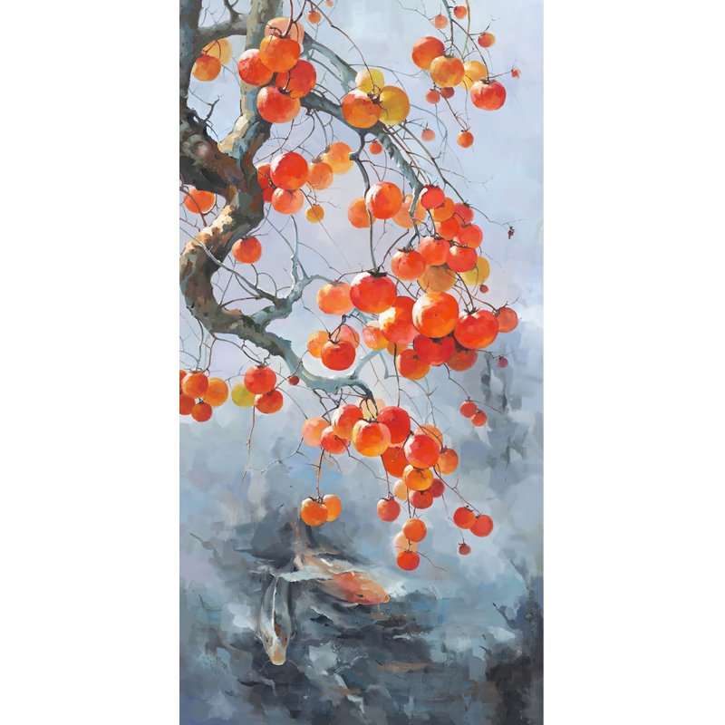 Golden Fish Under Persimmon Tree Print