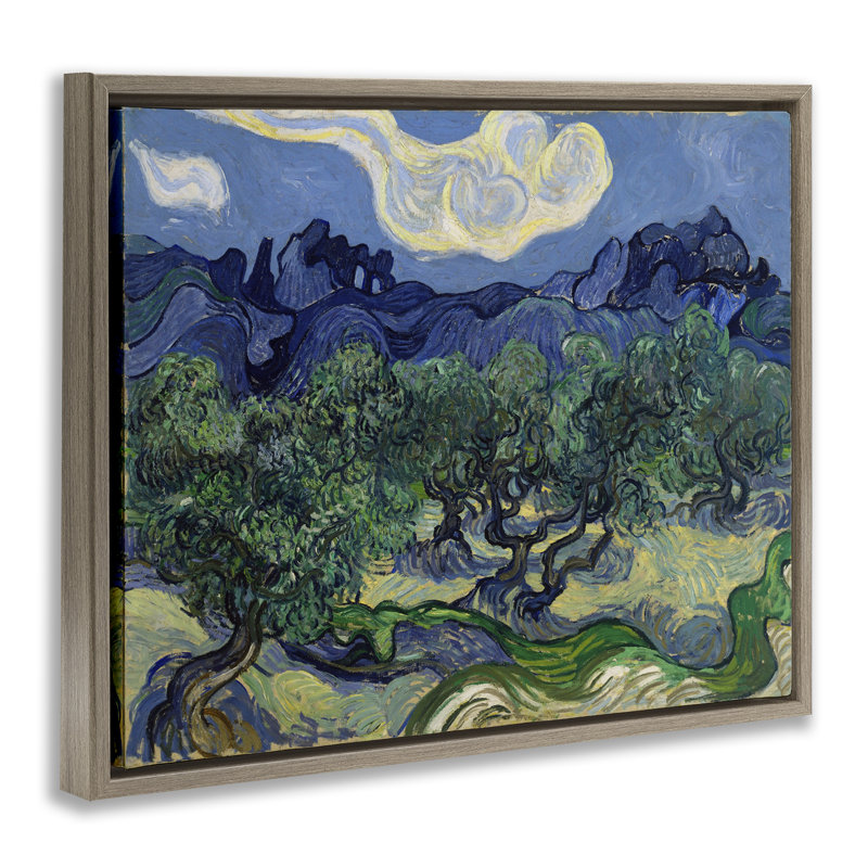 "Van Gogh Olive Trees", art mural sur toile flottante par one1000paintings, Cadre flottant orme Montalcino, H 25 po x l 31 po