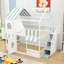 Lit superposé double au-dessus de double avec escalier de rangement et rangement-129235046