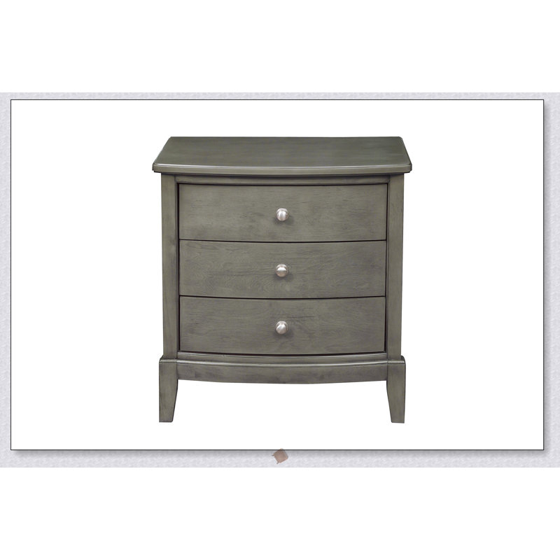 Table de chevet moderne en placage de bouleau avec 3 tiroirs pour un rangement élégant et fonctionnel dans la chambre à coucher